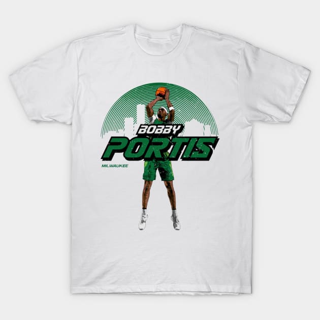 Bobby Portis Milwaukee Skyline T-Shirt by MASTER_SHAOLIN